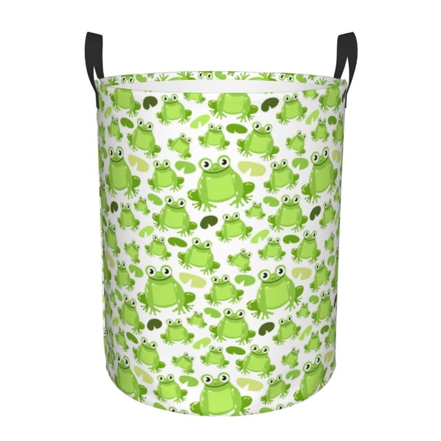 Fotbe Cute Frogs Cesto de Ropa con Asas, Cesto Impermeable de Gran Capacidad, Bolsa de Lavado para Dormitorio, Cesto de Ropa con Ruedas y Asas-Medium