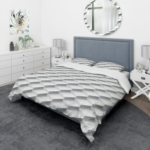 Designart 'White Abstract Pattern' Scandinavian Duvet Cover Set
