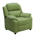 thumbnail image 1 of Deluxe Padded Contemporary Avocado Microfiber Kids Recliner with Storage Arms, 1 of 9
