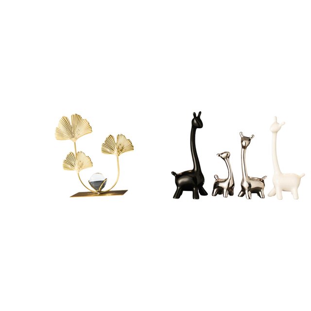 Figura de jirafa esculpida con forma de hoja, estatua moderna y creativa para estantería, dormitorio, oficina, centro de mesa, regalo navideño o decor