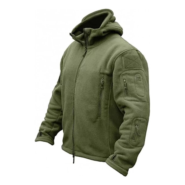 Chaqueta táctica para hombre, chaqueta caliente con capucha de poliéster