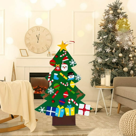 BGZLEU Felt Christmas Tree Set for Toddlers Kids,43.3 In Wall Hanging DIY Christmas Tree with Detachable Ornaments for Xmas Gifts Home Decoration, Christmas gift for children Kid