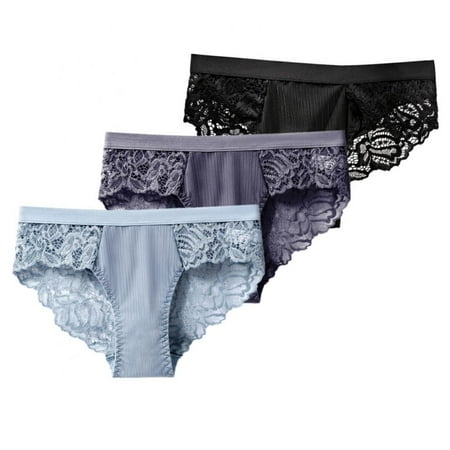 

Miyanuby Womens Underwear Low/Mid Rise Briefs Lace Breather Comfortable Soft Hipster Butt Lifting Panties(3-Packs)