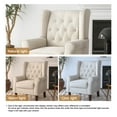 thumbnail image 4 of DREAMSIDEA Wingback Arm Chair,High Back Upholstered Accent Chair with Retro Wood Legs for Living Room, Tufted Beige, 4 of 6