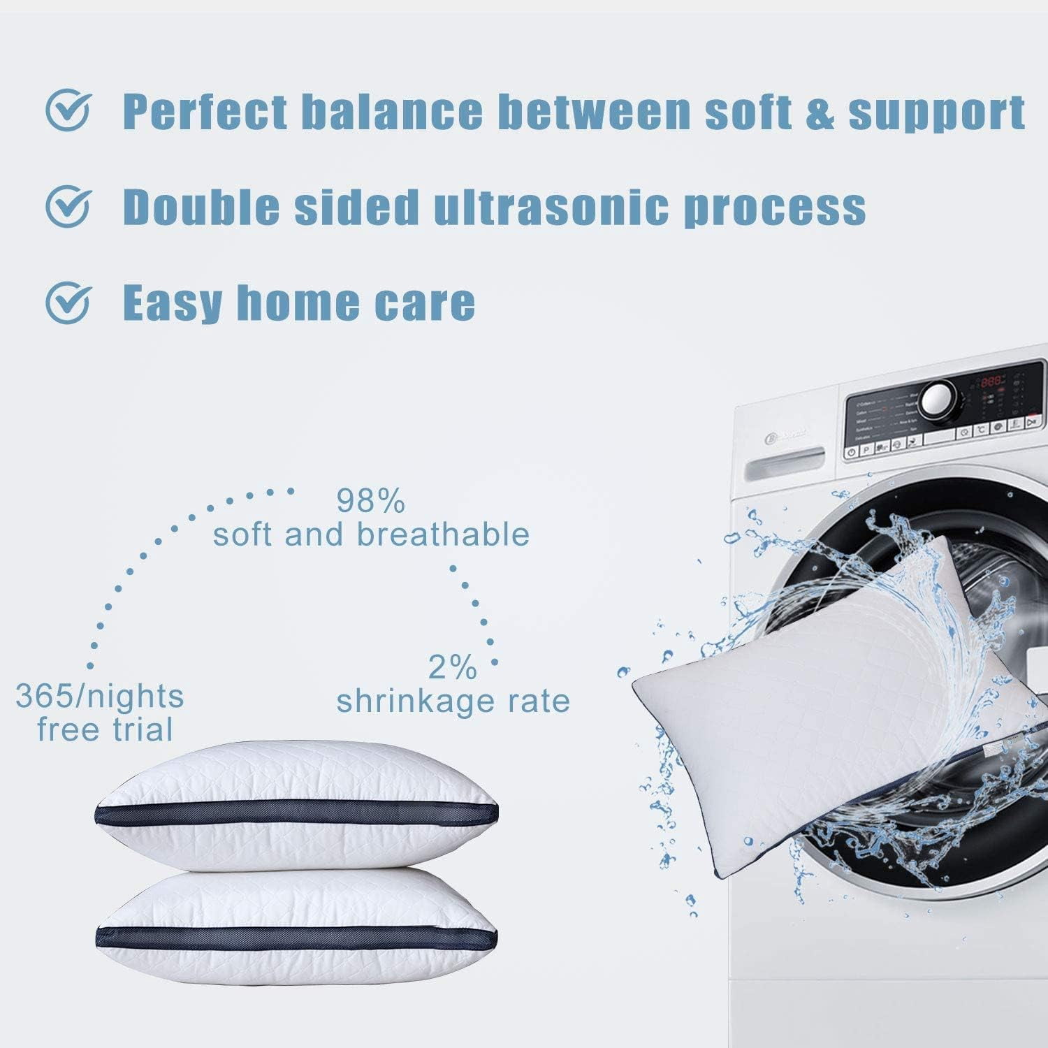 DLD Pillows for Sleeping (2-Pack),  Luxury Hotel Pillows Standard Size Set of 2,Bed Pillows for Side and Back Sleeper (Standard)