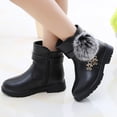 thumbnail image 4 of Qiangong Girls Boots Children Shoes Autumn and Winter Children Plus Warm Girls Casual Shoes wiht Ball Snow Boots Girls Short Boots Toddler Boots Black 11, 4 of 5