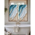 thumbnail image 7 of Kitchen Curtains 45 Inches length, Coastal Beach Window Treatment Curtain Drapes, Nautical Ocean Blue Beige Seaside Lightweight Window Panels for Living Room Bedroom, 52"x45", 2 Panels, 7 of 7