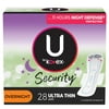 U by Kotex Security Overnight Feminine Pads with Wings, Ultra Thin, 28 Count
