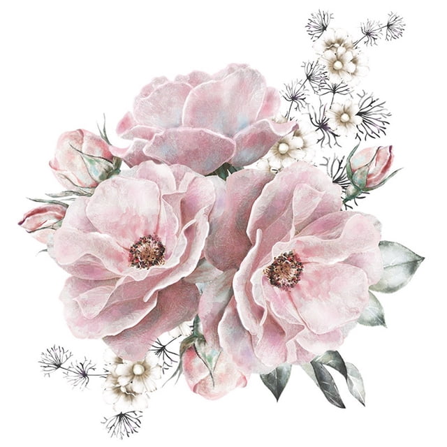 Lefu Amovible Pivoine Fleur DIY PVC Sticker Mural Décoration de la Maison Murale DIY