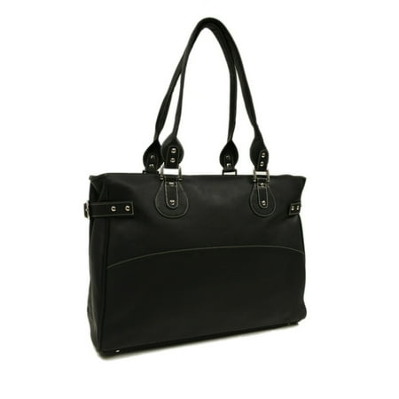 Piel Leather Large Ladies Side Strap Tote - Black