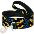 thumbnail image 1 of Dog Leash Bat Signals Stacked Close Up Blue Black Yellow 6 Feet Long 1.5 Inch Wide, 1 of 6