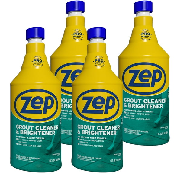 Zep Industrial Grout Cleaner and Brightener - 32 oz (Pack of 4) ZU104632 - Deep Cleaning Pro Formula