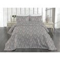 thumbnail image 2 of Ambesonne Floral Quilted Coverlet 3 Pcs, Petals and Leafy Branches, King Size, Warm Taupe Soft Blue, 2 of 4