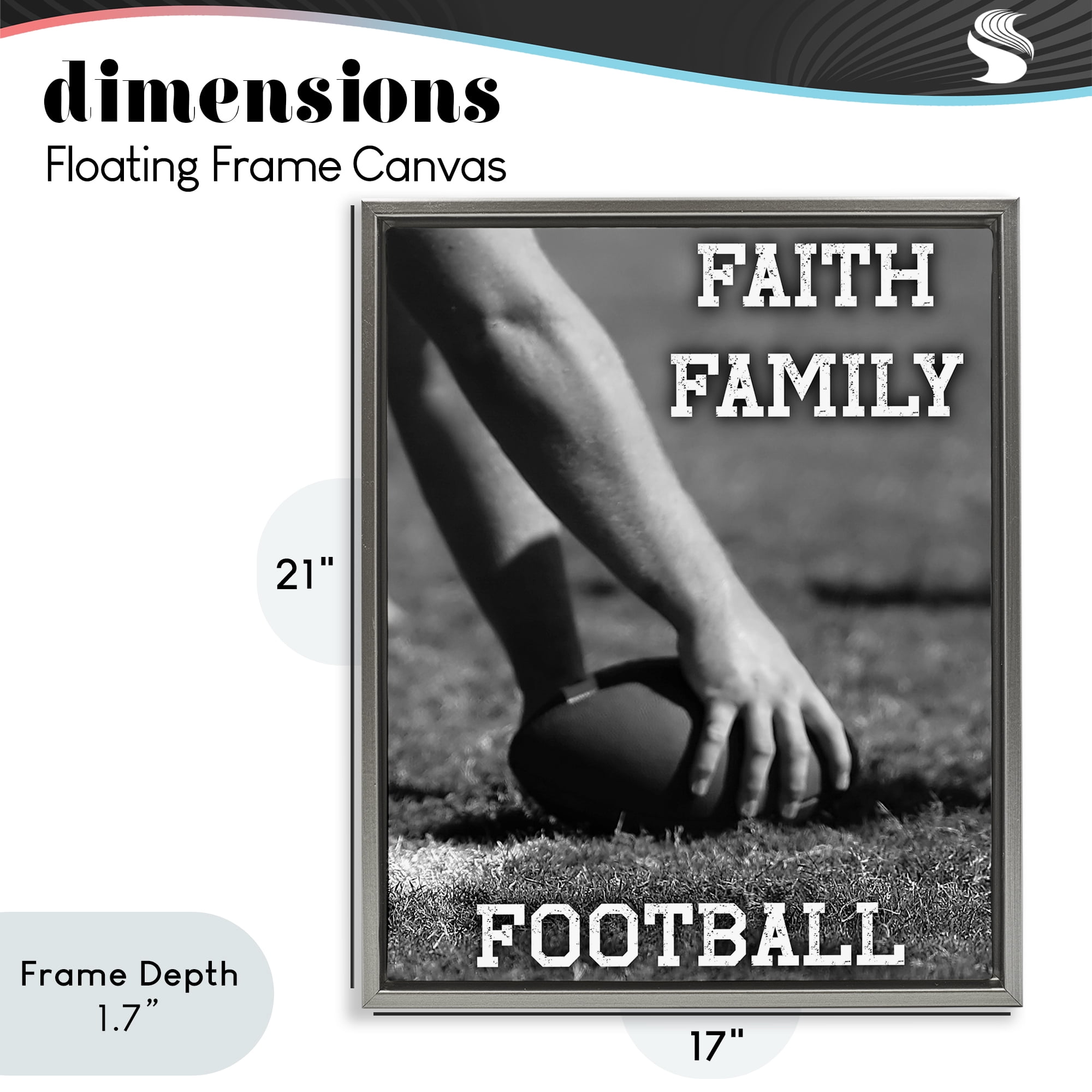 Stupell Industries Faith Family Football Hike Gray Framed Floater Canvas Wall Art, design by Marcus Prime