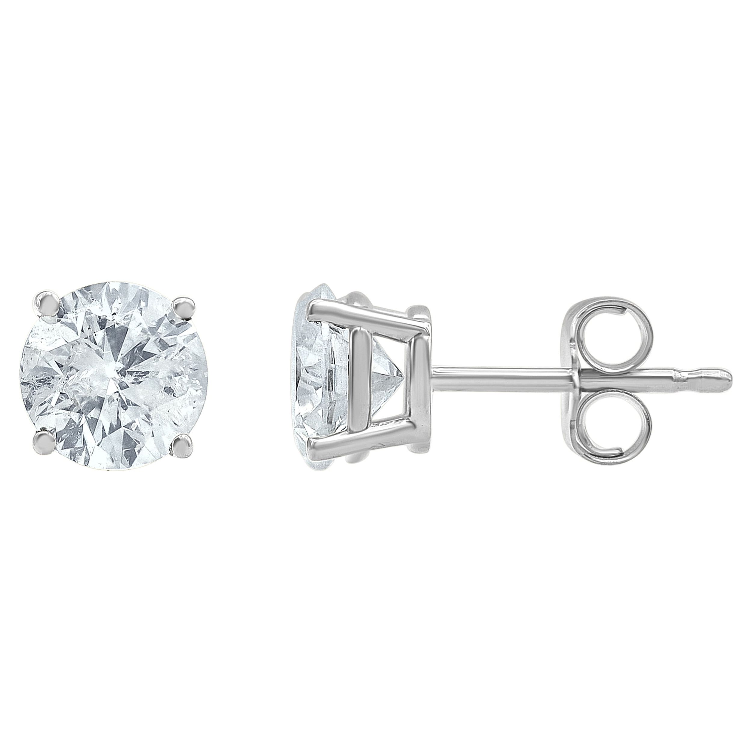 Brilliance Fine Jewelry 1.50 Carat T.W. Diamond Stud Earring in 14Kt White Gold, (I-J, I2-I3)