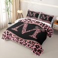 thumbnail image 3 of meiyoeat Pink Coquette Bowknot Quilt Full For Leopard Bow Lover,Kids Personalized Initial M Full Bedspread Sets,3-Piece, 3 of 7