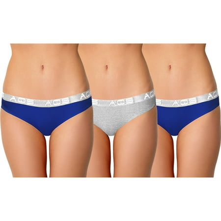 

AQS Ladies Dark Blue/Grey Cotton Bikini Underwear - 3 Pack