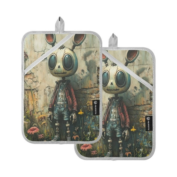 BZSMCE Pot Holder Oven Mitts Cooking baking Mouse Robot Creative Pattern Size:7x9.8in