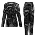thumbnail image 5 of Black Tie Dye Pajamas Liquid Print 2 Pieces Room Pajama Sets Lady Long Sleeve Romantic Oversized Nightwear, 5 of 7