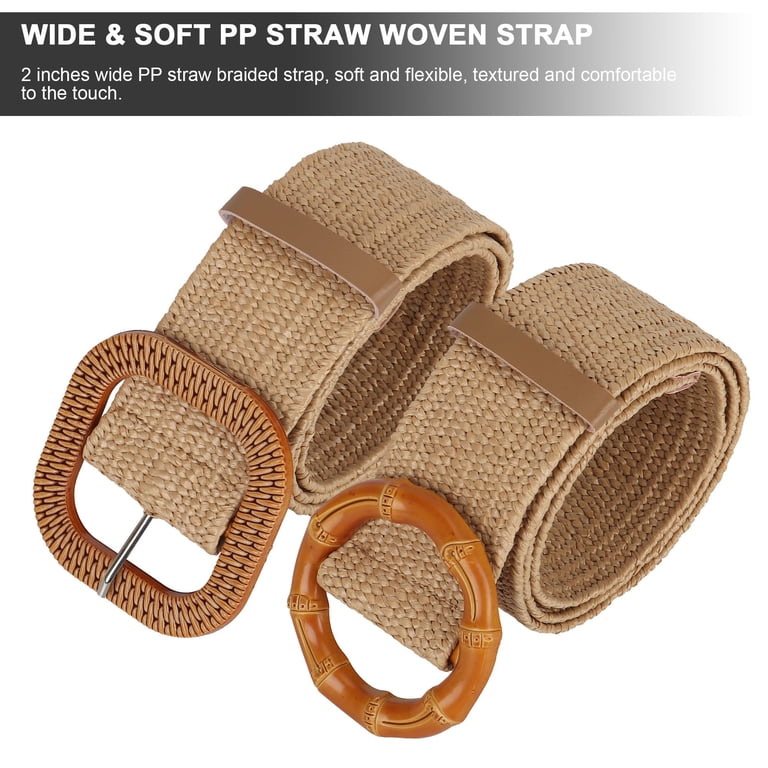 Gustave 3 Pack Stretchy Straw Woven Waist Belt for Women  display picture 3