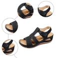 thumbnail image 6 of Rokment Womens Orthopedic Wedge Walking Sandals Comfortable Fashion Leather Arch Support Platform High Heels Gladiator Dress Sandals for Beach Summer Black Size 6, 6 of 8