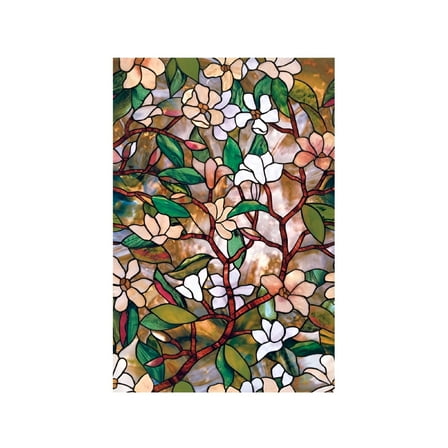 LAMIRO Static Cling Decorative Window Film Vinyl Non Adhesive Privacy Film,Stained Glass Window Film For Bathroom Shower Door Heat Control Anti UV (45X100Cm)