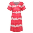 thumbnail image 3 of Susanny Plus Size Party Dresses for Women Shift Striped Short Sleeve T Shirt Dresses 2023 Casual Midi V Neck Knee Length Womens Sun Dress Red M, 3 of 8