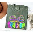 thumbnail image 3 of Preppy Teacher Shirt with Neon Bow – Comfort Colors Back to School Tee, Coquette Bow Teacher Top for First Day of School, 3 of 8