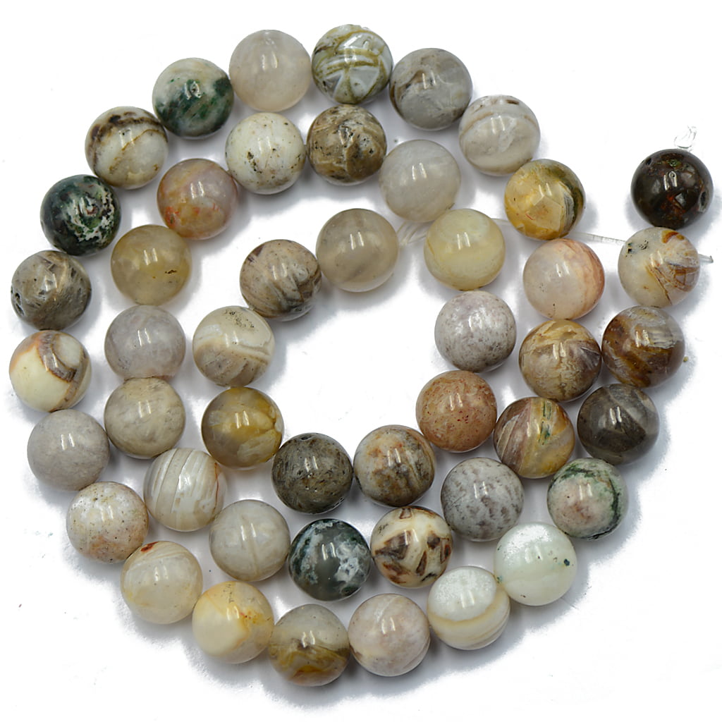 15" Gemstone Bamboo Agate Beads Gray Round Loose Bead 6MM/ 8MM 