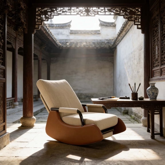 Versatile Rocking Chair with Ottoman for Small Space, Modern Glider Chair with Footrest for Living Room, Bedroom, Balcony, Office, Easy to Assemble, Beige