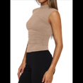 thumbnail image 3 of Camisetas Básicas Sin Mangas para Salir de Mujer, Cuello Alto, Ropa de , Camisetas Lindas Sin Mangas, Conjuntos de Verano Y2K. Caqui S, 3 of 8