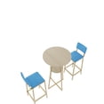 thumbnail image 5 of Gold Frame Bar Table and Chairs Set with Storage, High Elasticity Sponge Cushions in Blue, Brown Tabletop for Compact Spaces, 5 of 9