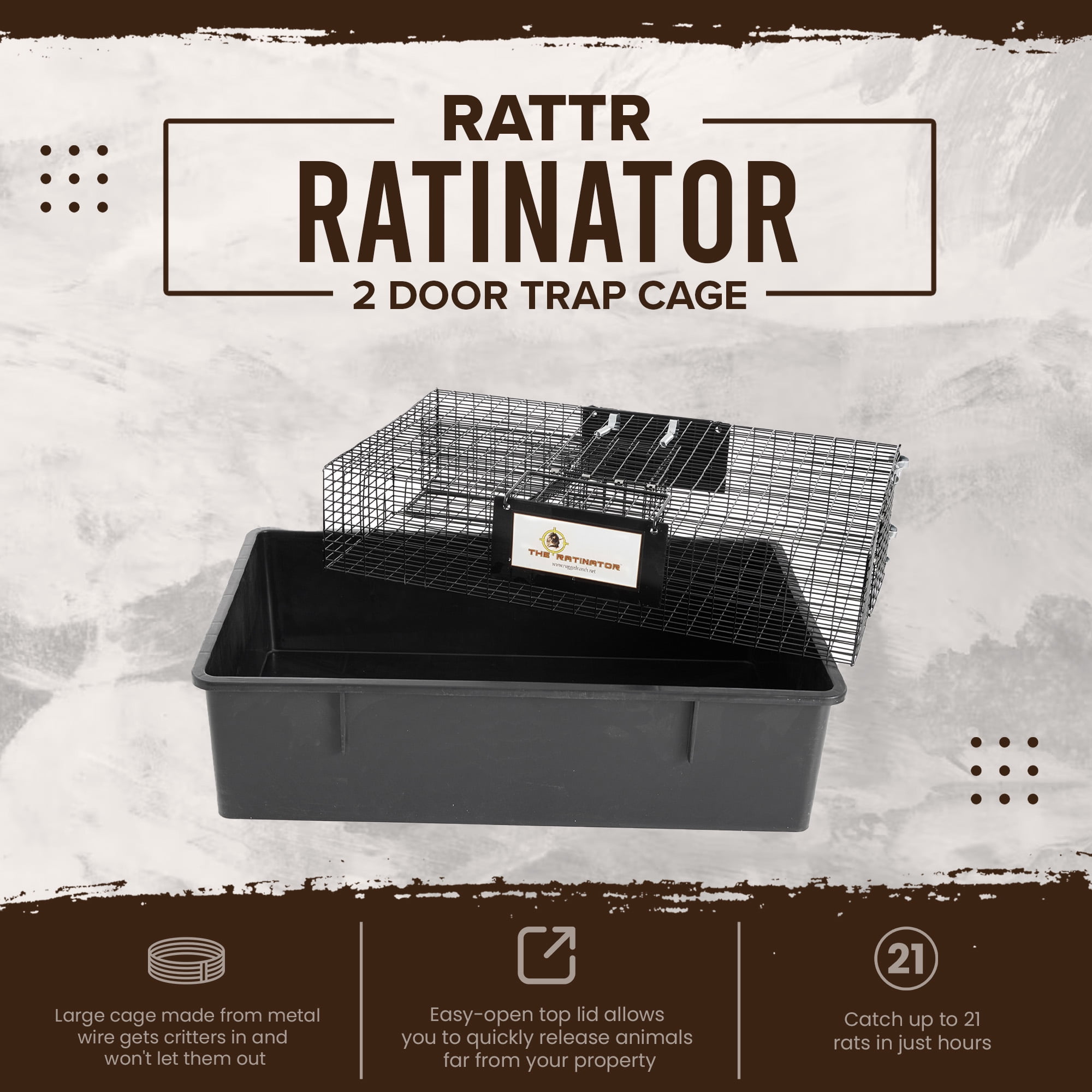Rugged Ranch Ratinator Live Rat and Mouse Humane Trap, Large Multi Catch Metal Cage
