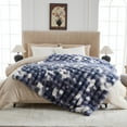 thumbnail image 4 of GEMBED Faux Fur Throw Blanket for Bed Fuzzy Soft Plush Thick Bubble Blanket for Living Room, 90x108 inches, Tie Dye Blue, 4 of 6