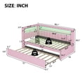 thumbnail image 5 of Bellemave Twin Size LED Daybed with Trundle Linen Upholstered Daybed Frame with Charging Station and LED Lights Twin Sofa Bed with Storage and Backrest, No Box Spring Needed, Pink, 5 of 11