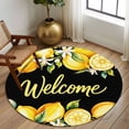 thumbnail image 2 of Round Rug 5Ft Washable Non-Slip, Yellow Lemons Circle Area Rugs for Living Room Bedroom, Summer Fruits Leaves Botanical Black Indoor Floor Mats Carpet Runner for Home Decor Aesthetic, 2 of 8
