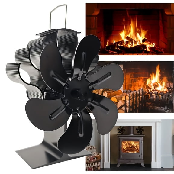 6-Blade Thermoelectric Wood Stove Fan for  Burners & Fireplaces - Portable Heat- Heater with Overheat, Compatible with Propane Stoves, Indoor/Outdoor use, No / ( Heating System)