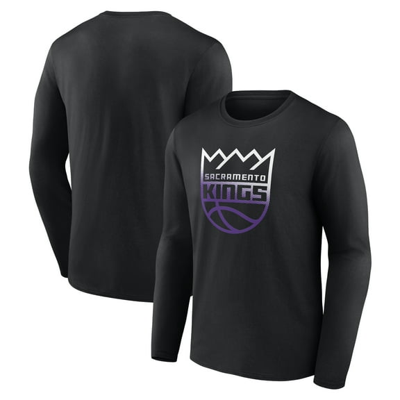 Men's Black Sacramento Kings Gradient Logo Long Sleeve T-Shirt