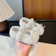 thumbnail image 4 of Kids Girl's Slip On Plush Mary Jane Shoes Fleece Lined Non Slip Loafers Toddler Cute Bowknot Princess Dress Shoes White Size 7 Toddler, 4 of 7