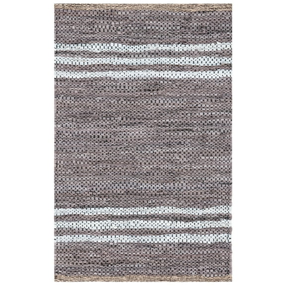 SAFAVIEH Vintage Leather Grace Striped Area Rug, Silver/Ivory, 3' x 5'