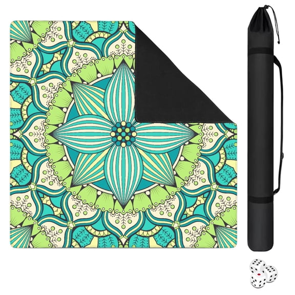 Mandala Mahjong Mat for Table, 31.5*31.5in Anti Slip American Mahjong Table Cloth, Noise Reduction, Neoprene Mah jongg Mat with Carrying Bag & 3 Dices, Mahjong Accessories Gift, Board Tile Games Mats