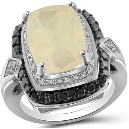 JewelersClub 6 Carat T.G.W. Moonstone and Black and White Diamond Accent Sterling Silver Ring