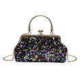 thumbnail image 4 of Bolsa de mano con lentejuelas para mujer, de noche con purpurina para novia, de fiesta con asa de Metal, 4 of 9