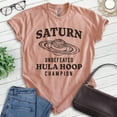 thumbnail image 2 of Saturn Undefeated Hula Hoop Champion T-shirt, Unisex Women's Men's Funny Planet Outer Space Shirt , Heather Sunset, X-Small, 2 of 6