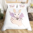 thumbnail image 1 of Cute Rabbit Duvet Cover Set Queen Size,Purple Lavender Bedding Set 3Pcs for Kids Girls Boys Decor,Nature Flower Animals Comforter Cover Spring Happy Easter Quilt Cover,2 Pillowcases（No Comforter）, 1 of 6