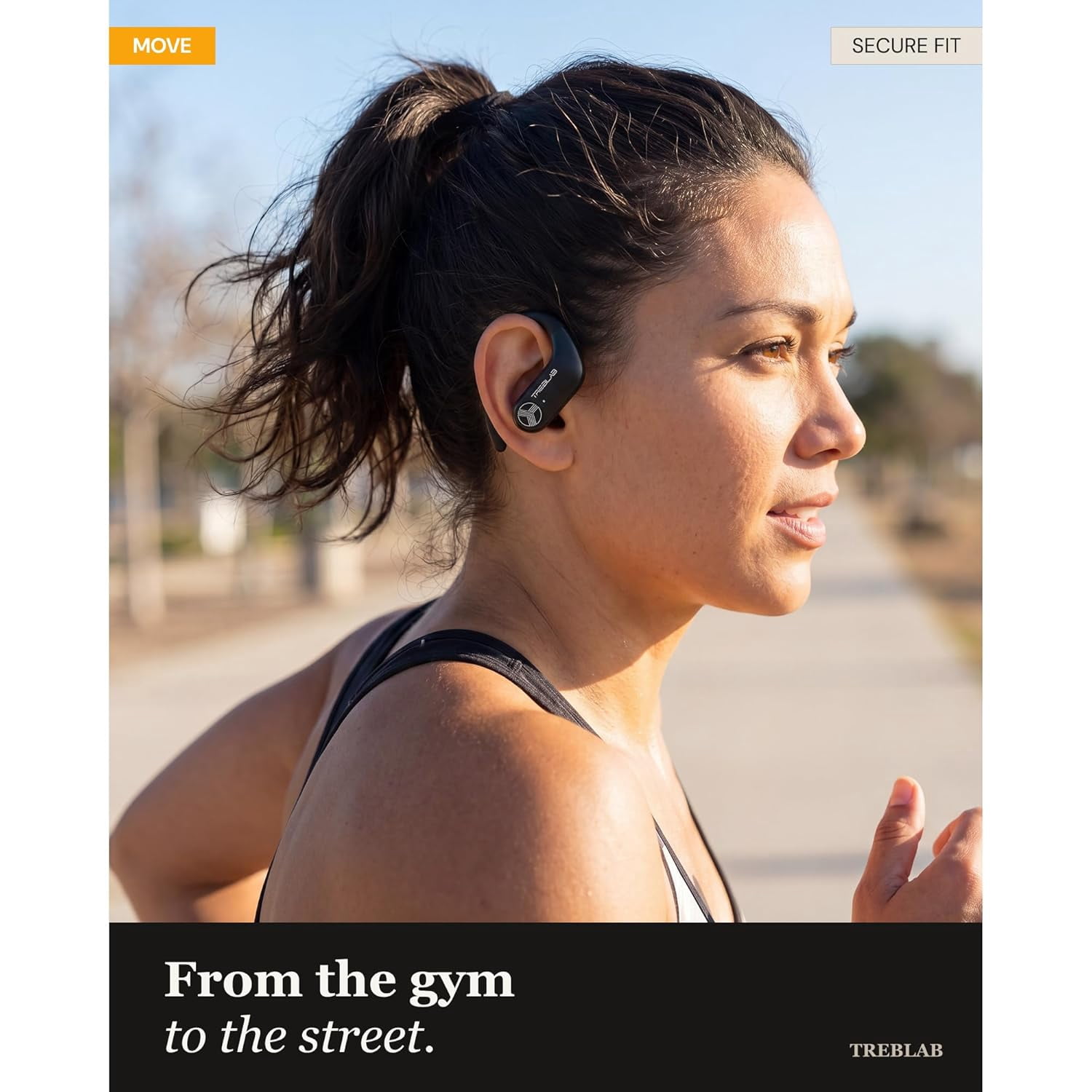 TREBLAB X3 Pro - Sports Wireless Ear Buds Bluetooth - Comfortable Workout Headphones with Secure Ear Hooks, 12H Long Battery Life, IPX5 Sweatproof Earphones, Noise Isolation Over Ear Earbuds