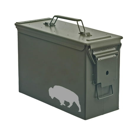 Steel Ammo Can Storage Box Ammunition Case Buffalo (30cal Green)