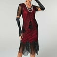 thumbnail image 1 of EGNMCR Robes de Soirée pour Femmes, Robes Formelles pour Femmes, Robes de Cocktail pour Femmes Mode Femmes Couleur Unie Paillettes Franges Robe en Polyester pour Femmes, 1 of 3