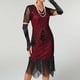thumbnail image 3 of Vestido de Manga Corta para las Mujeres Sexy Cuello en V Lentejuelas Y Detalle Bornilla Color Sólido, Poliéster Elegante para Fiesta Y Vestir de Noche, 3 of 3