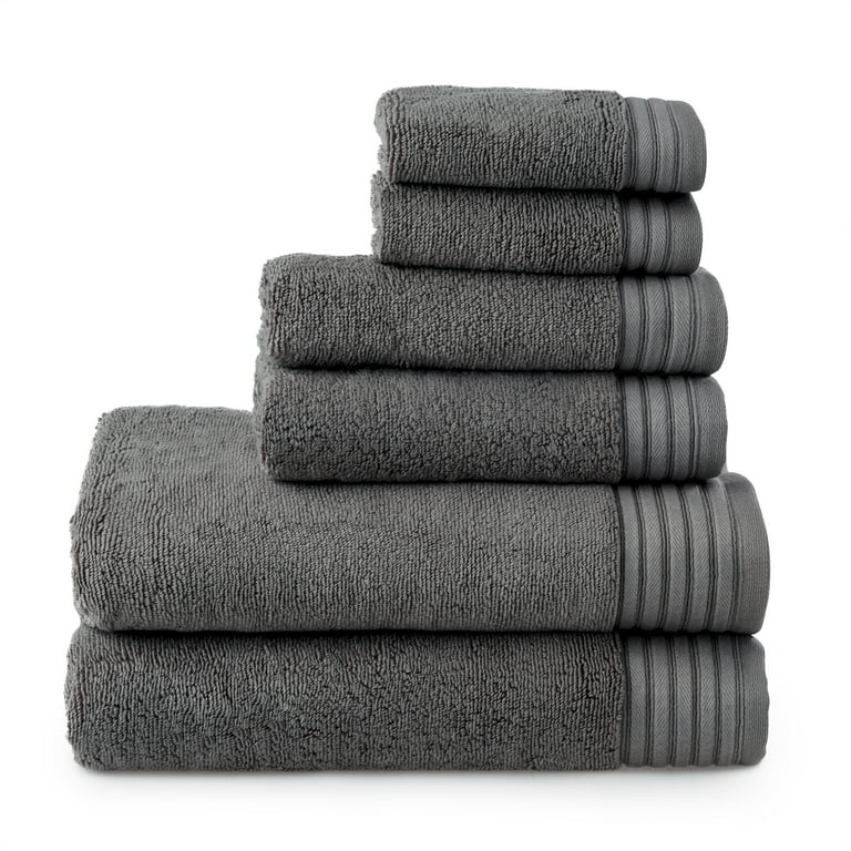Egyptian Cotton Bath Towel Set of 6-Heavyweight Dark Gray 600 GSM